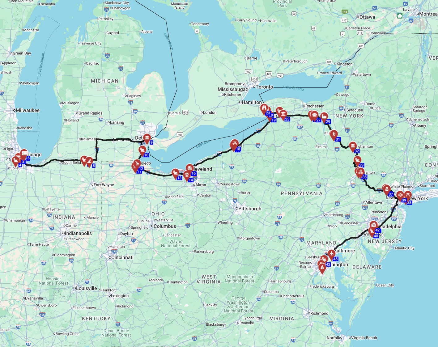 US best RV trip planner free trial from Chicago to Washington DC